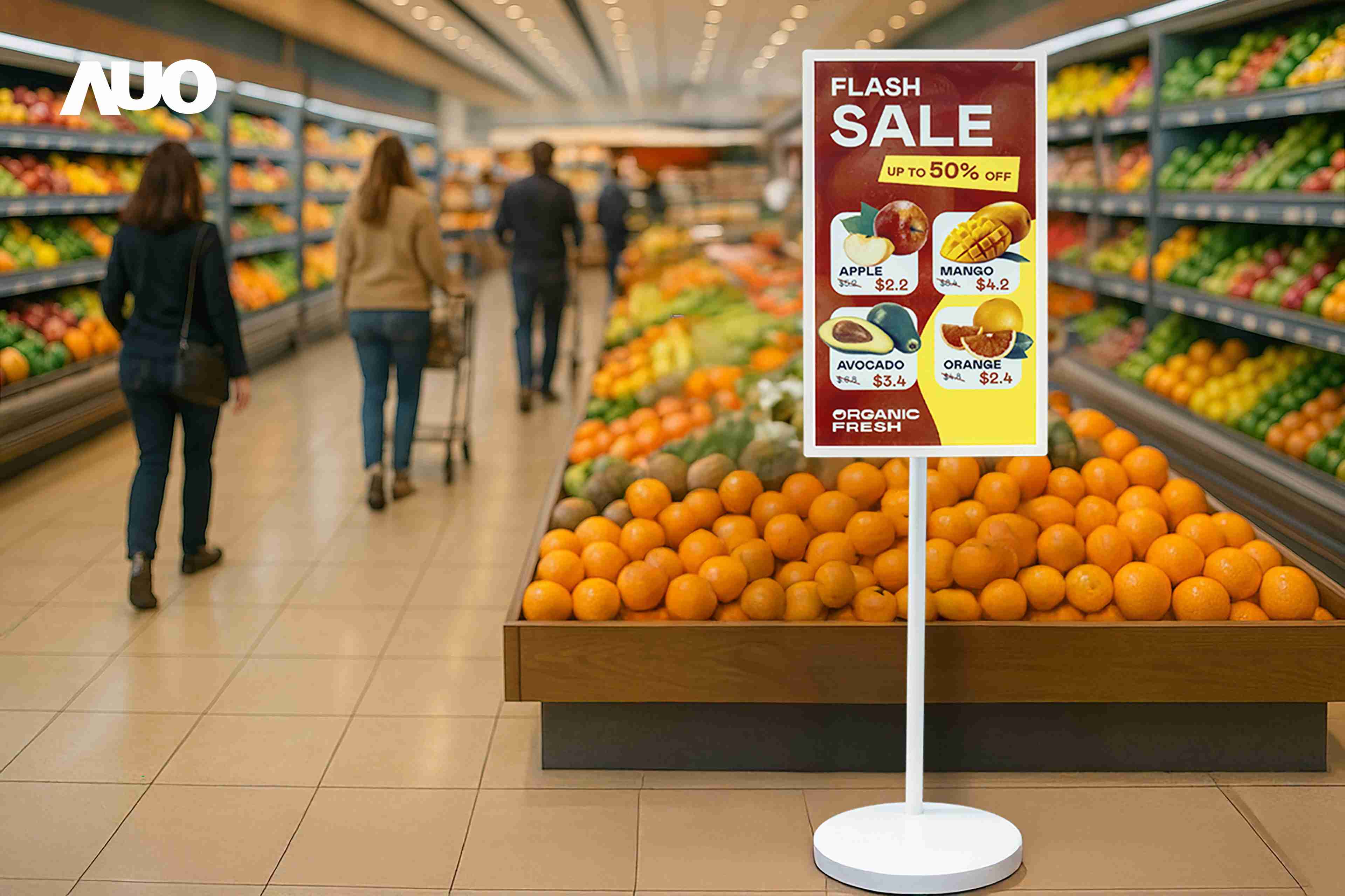 达擎首亮相低功耗、、、全彩的〝aecoPost电子纸解决方案〞，，仅在更新画面时需要微量的电力驱动，，无需布建电线的便捷设计，，使其可灵活应用、、随意置放，，，并可透过云端或行动装置app，，，轻松管理及排程广告内容，，，晋升店头营销利器。。